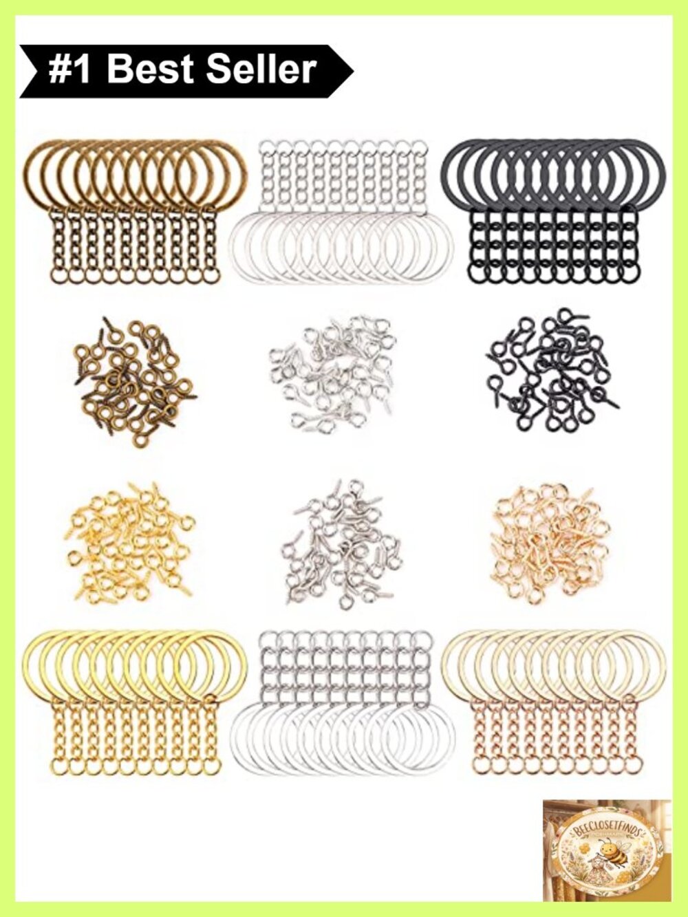 360 Pcs Keychain Rings Set Silver Gold Plated Open Jump Rings Screw Eye Pins